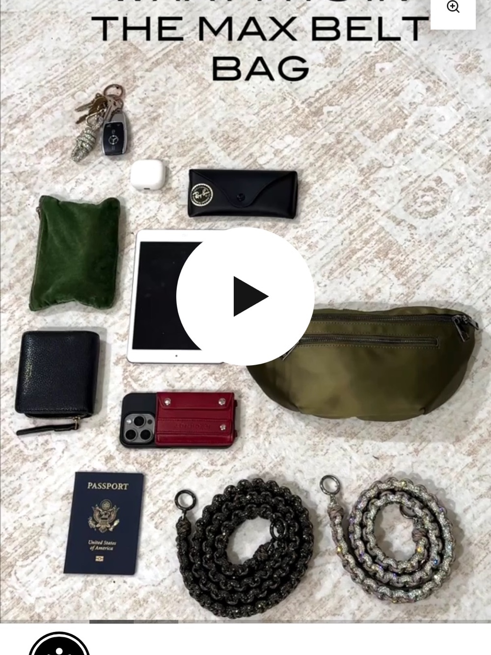 Rocknot Max Olive Green Crossbody Bum Bag with Rhinestone EncrustedStrap - Picture 5 of 9